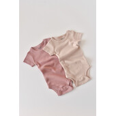 Set de 2 body-uri cu maneca scurta din bumbac organic si modal - roz/blush (marime: 0-3 luni)