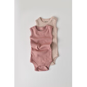 Set de 2 body-uri fara maneci din bumbac organic si modal - roz/blush (marime: 6-9 luni)