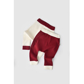 Set 2 pantaloni ribana bebe unisex din bumbac organic si 5%elastan - ecru/bordo, baby cosy (marime: 9-12 luni)