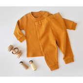 Set bluzita cu maneca lunga si panataloni lungi din bumbac organic si 5% elastan - sofran, baby cosy (marime: 3-6 luni)