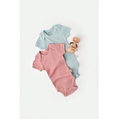 Set 2 body-uri bebe unisex din bumbac organic si modal - mint/rose, baby cosy (marime: 9-12 luni)