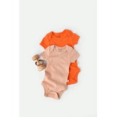 Set 2 body-uri bebe unisex din bumbac organic si modal - rodie/piersica, baby cosy (marime: 6-9 luni)