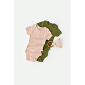 Set 2 body-uri bebe unisex din bumbac organic si modal - verde/blush, baby cosy (marime: 0-3 luni)