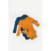 Set 2 body-uri cu maneca lunga bebe unisex din bumbac organic si modal - bleumarin/sofran, baby cosy (marime: 18-24 luni)