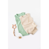 Set 2 body-uri fara maneci bebe unisex -100% bumbac organic - mint/stone, baby cosy (marime: 9-12 luni)