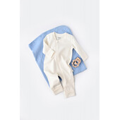 Salopeta cu fermoar cu maneca lunga si panataloni lungi - 100%bumbac organic - ecru, baby cosy (marime: 9-12 luni)