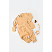 Set bluzita cu maneca lunga si panataloni lungi - bumbac organic 100% - mustar, baby cosy (marime: 6-9 luni)