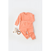 Set bluzita cu maneca lunga si panataloni lungi - bumbac organic 100% - roz, baby cosy (marime: 12-18 luni)