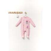 Salopeta eleganta scufita rosie pentru bebelusi, tongs baby (culoare: roz, marime: 6-9 luni)