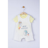 Set salopeta cu tricou great detectives pentru bebelusi, tongs baby (culoare: galben, marime: 6-9 luni)