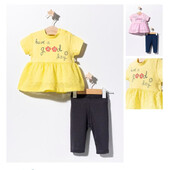 Set bluzita de vara cu pantalonasi pentru bebelusi, tongs baby (culoare: galben, marime: 12-18 luni)