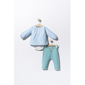 Set bluzita de vara cu pantalonasi pentru bebelusi cats, tongs baby (culoare: albastru, marime: 12-18 luni)