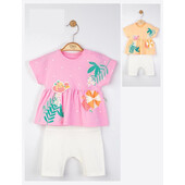 Set tricou de vara cu pantalonasi pentru fetite, tongs baby (culoare: roz, marime: 12-18 luni)