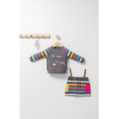 Set 2 piese cu bluzita si fustita pentru fetite colorful autum, tongs baby (culoare: gri, marime: 12-18 luni)