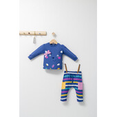 Set 2 piese cu bluzita si pantalonasi pentru fetite colorful autum, tongs baby (culoare: albastru, marime: 12-18 luni)