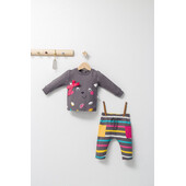 Set 2 piese cu bluzita si pantalonasi pentru fetite colorful autum, tongs baby (culoare: gri, marime: 12-18 luni)