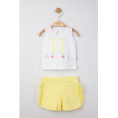Set maiou de vara cu pantalonasi cu tulle pentru bebelusi , tongs baby (culoare: galben, marime: 12-18 luni)