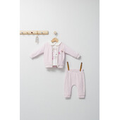 Set 3 piese: pantaloni, bluzita si hainuta pentru bebelusi gazelle, tongs baby (culoare: roz, marime: 12-18 luni)