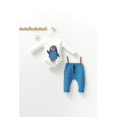 Set cu pantalonasi cu buzunare si body cu maneca lunga pentru bebelusi monster, tongs baby (culoare: albastru, marime: 18-24 luni)