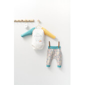 Set cu pantalonasi si body cu maneca lunga pentru bebelusi monster, tongs baby (marime: 12-18 luni, culoare: turcoaz)