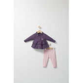 Set cu pantalonasi si camasuta in carouri pentru bebelusi ballon, tongs baby (culoare: mov, marime: 18-24 luni)