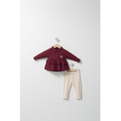 Set cu pantalonasi si camasuta in carouri pentru bebelusi ballon, tongs baby (culoare: rosu, marime: 9-12 luni)