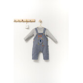 Set cu salopeta si bluzita pentru bebelusi monster, tongs baby (culoare: gri, marime: 9-12 luni)