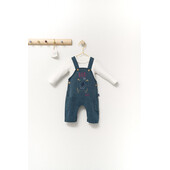 Set cu salopeta si bluzita pentru bebelusi monster, tongs baby (culoare: turcoaz, marime: 6-9 luni)