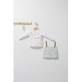 Set elegant cu fustita si bluzita pentru bebelusi paris love, tongs baby (culoare: ecru, marime: 9-12 luni)