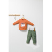 Set 2 piese cu bluzita si pantalonasi cu buzunare king, tongs baby (culoare: portocaliu, marime: 24-36 luni)