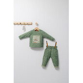 Set 2 piese cu bluzita si pantalonasi de iarna king, tongs baby (culoare: verde, marime: 18-24 luni)