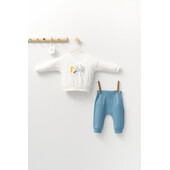 Set 2 piese cu bluzita si pantalonasi de trening monster, tongs baby (culoare: alb, marime: 6-9 luni)