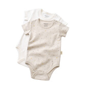 Set 2 body-uri bebe unisex -100% bumbac organic - crem cu buline, baby cosy (marime: 6-9 luni)