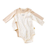 Set 2 body-uri cu maneca lunga bebe unisex -100% bumbac organic - ecru cu buline, baby cosy (marime: 3-6 luni)