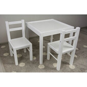 Set de masa cu doua scaune pentru copii drewex - alb