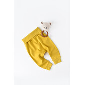 Pantaloni bebe unisex din bumbac organic galben deschis (marime: 18-24 luni)