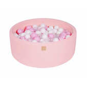 Piscina uscata cu 200 de bile (alb, transparent, roz pastel) meowbaby   , 90x30 cm, roz