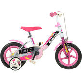 Bicicleta copii Dino Bikes 10` 108 Sport alb si roz cu frana