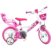 Bicicleta copii Dino Bikes 12` Little Heart alb si roz