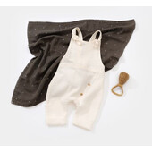 Salopeta de vara cu pantaloni lungi din muselina, babycosy, 100%bumbac, ecru (marime: 6-9 luni)