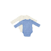 Set 2 body-uri petrecute printed, babycosy, 50% modal+50% bumbac, ecru/lavanda (marime: 3-6 luni)