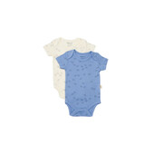 Set 2 body-uri printed, babycosy, 50% modal+50% bumbac, ecru/lavanda (marime: 3-6 luni)