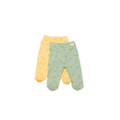 Set 2 pantalonasi cu botosei printed, babycosy, 50% modal+50% bumbac, lamaie/verde (marime: 3-6 luni)