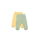 Set 2 pantalonasi cu botosei printed, babycosy, 50% modal+50% bumbac, lamaie/verde (marime: 6-9 luni)