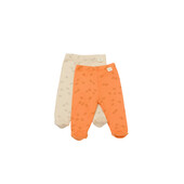 Set 2 pantalonasi cu botosei printed, babycosy, 50% modal+50% bumbac, stone/apricot (marime: 0-3 luni)