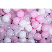 Meowbaby    set bile din plastic pentru centru de joaca 7cm, 200 buc: roz pastel   transparent   alb
