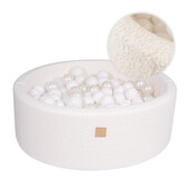 Piscina uscata cu 250 de bile (alb) meowbaby   , tesatura bucle, 90x30 cm, teddy alb