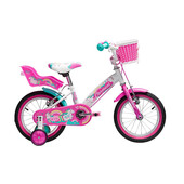 Bicicleta copii clermont lilian 14  -alb-roz
