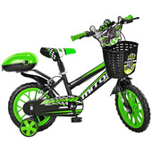 Bicicleta copii mito badkid, roti 15  , negru verde, 4-6 ani