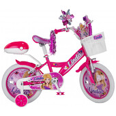 Bicicleta copii mito linda, roti 16  , roz-alb, 4-6 ani